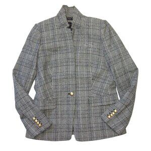 J.Crew Regent Blazer in Black White Glen Plaid Wool Jacket 8